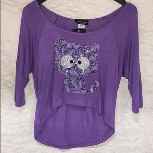 Purple kids cat shirt